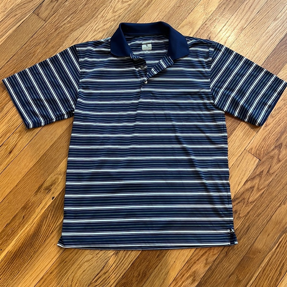 Lone Cypress by Pebble Beach Striped Collared Shirt (S)